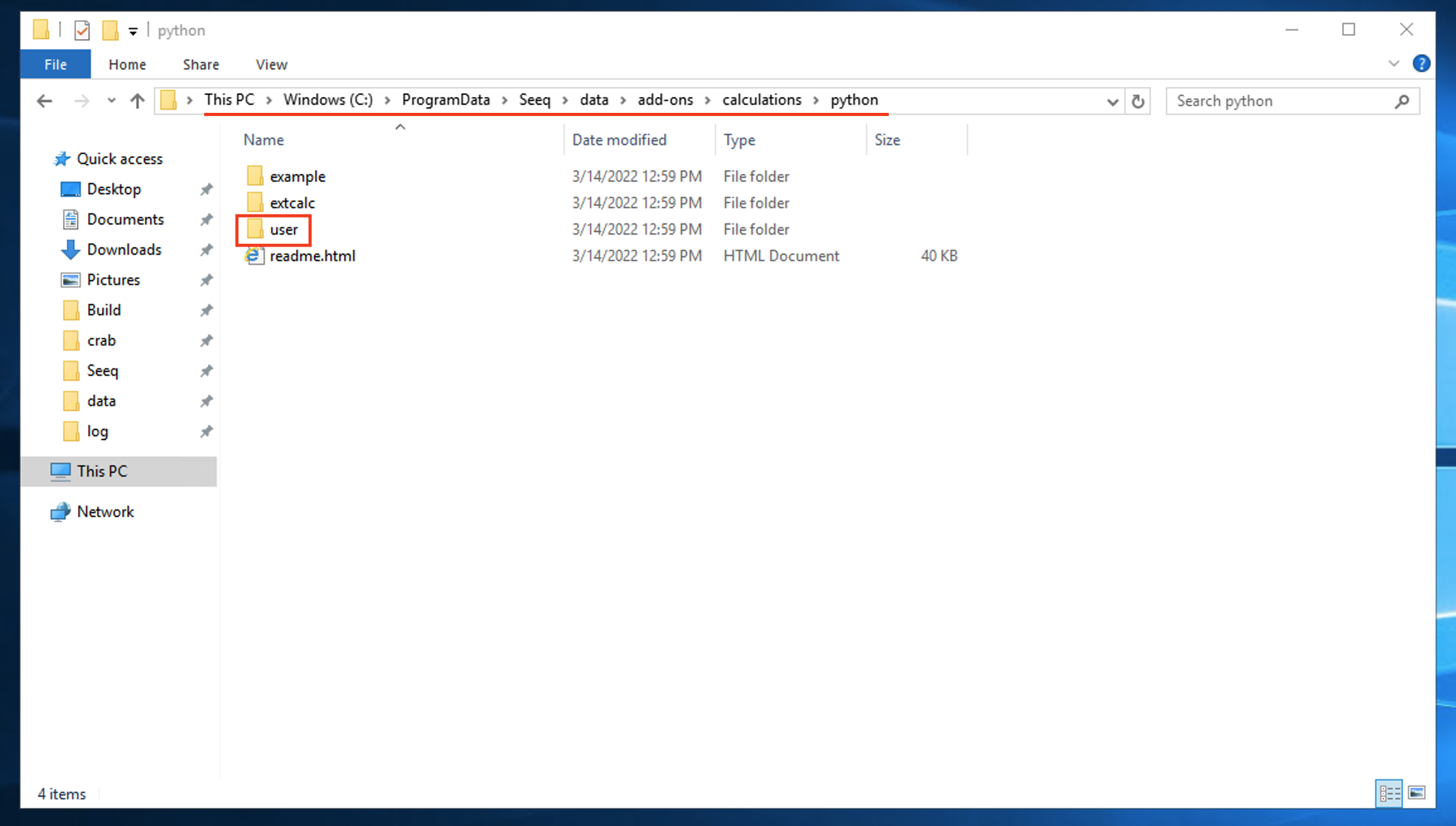 User File location on a Windows Seeq Server