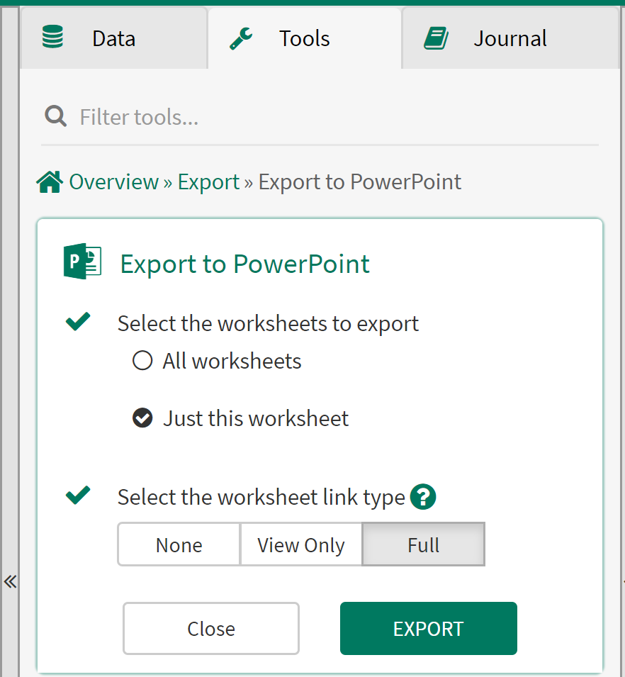 export to powerpoint presentation not showing up